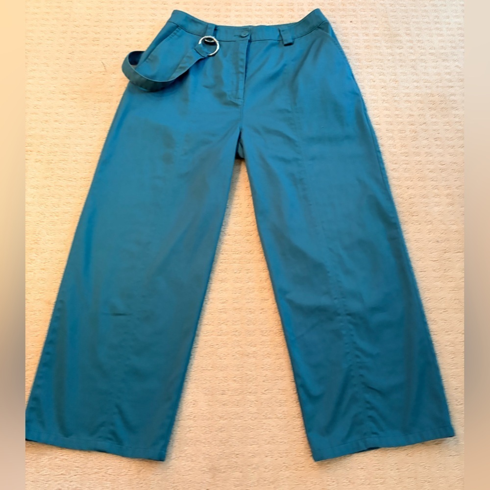 AOS Green Pants Wide-Leg Cropped Pants